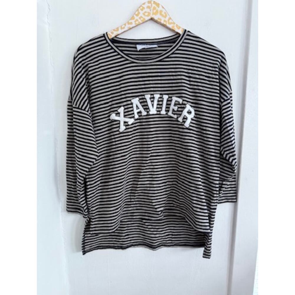 Xavier Emerson Street Navy Gray 3/4 Sleeve Shirt | Size Medium